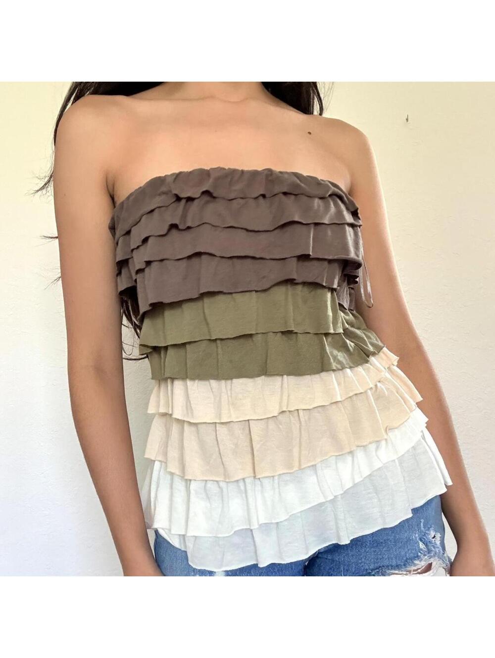 Mystree Y2K Ruffle Tube Top